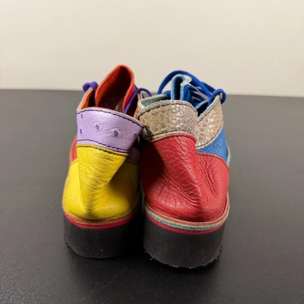 Soletech Hand Painted Shoes Women's Size 8.5 Multicolor Leather Casual Lace-Up